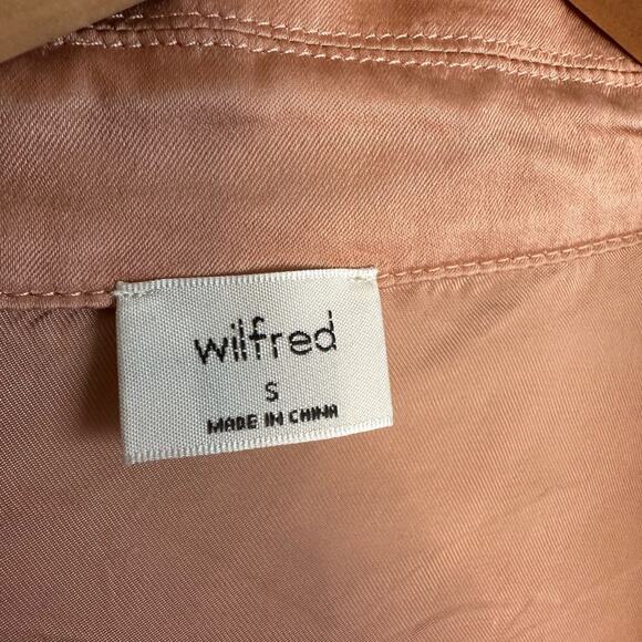 Wilfred Aritzia Orange Silky Front Tie Crop Blouse Top Small Minimalist Cupro - Picture 3 of 8